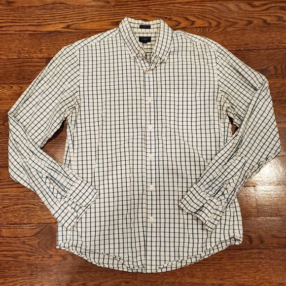 J. Crew Slim Fit Oxford in Green and White Check - Picture 1 of 5